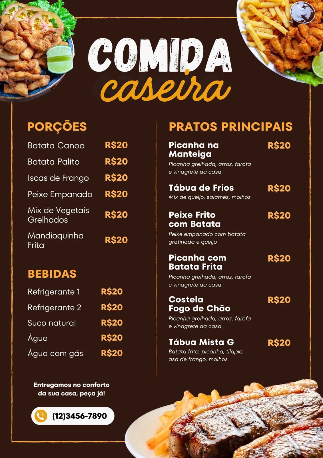 Exemplo de cardápio em PDF que exige zoom no celular